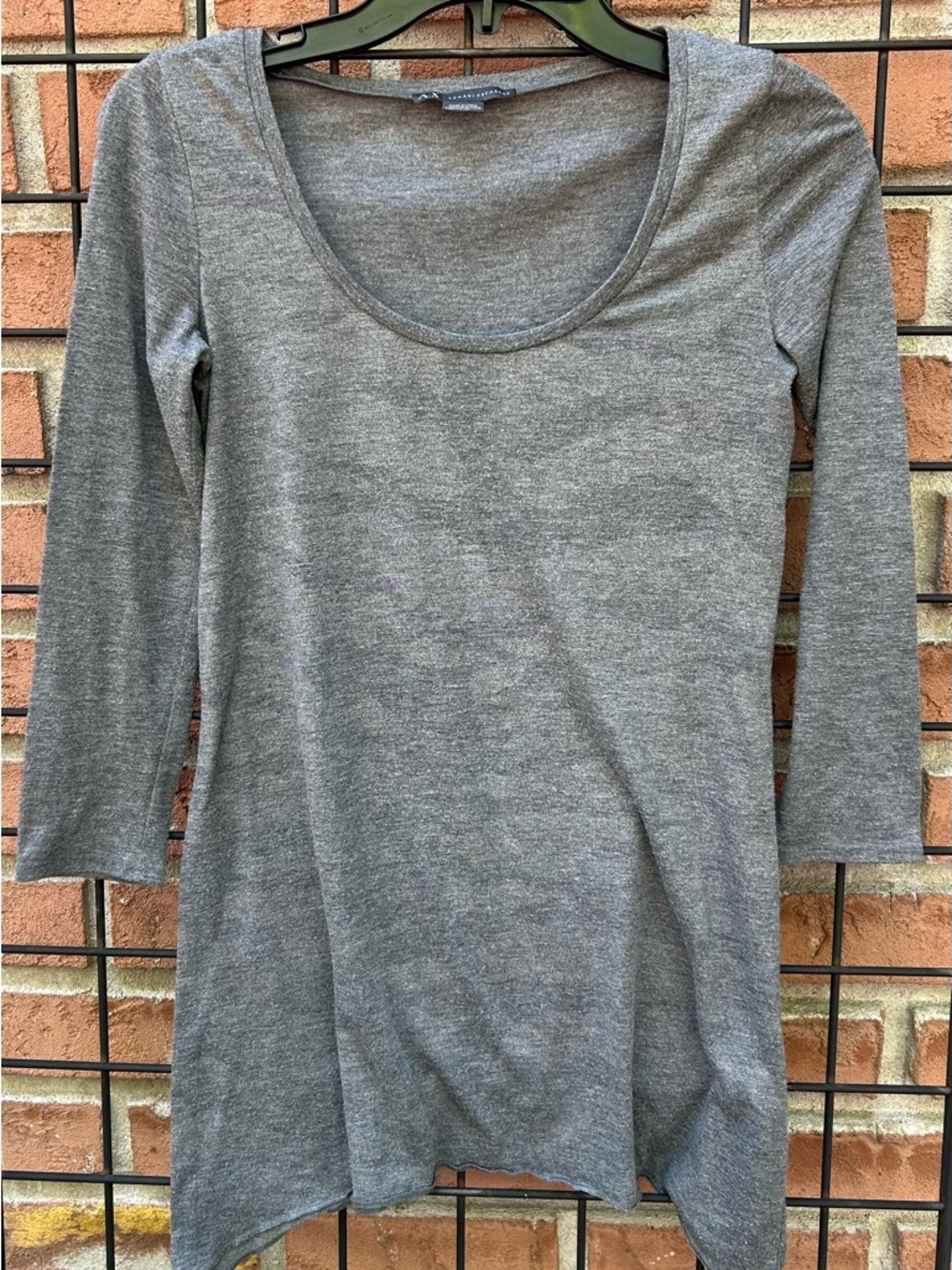 Armani Exchange Heather Gray Scoop Neck Long Sleeve Top